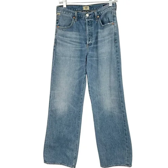 Citizens of Humanity Flavie Denim Trousers Light Blue Wash Size 25 Wide Leg - Picture 1 of 11